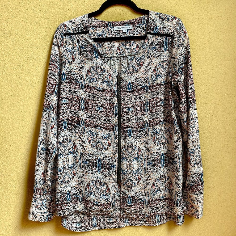BCBGeneration Printed Button Up Blouse